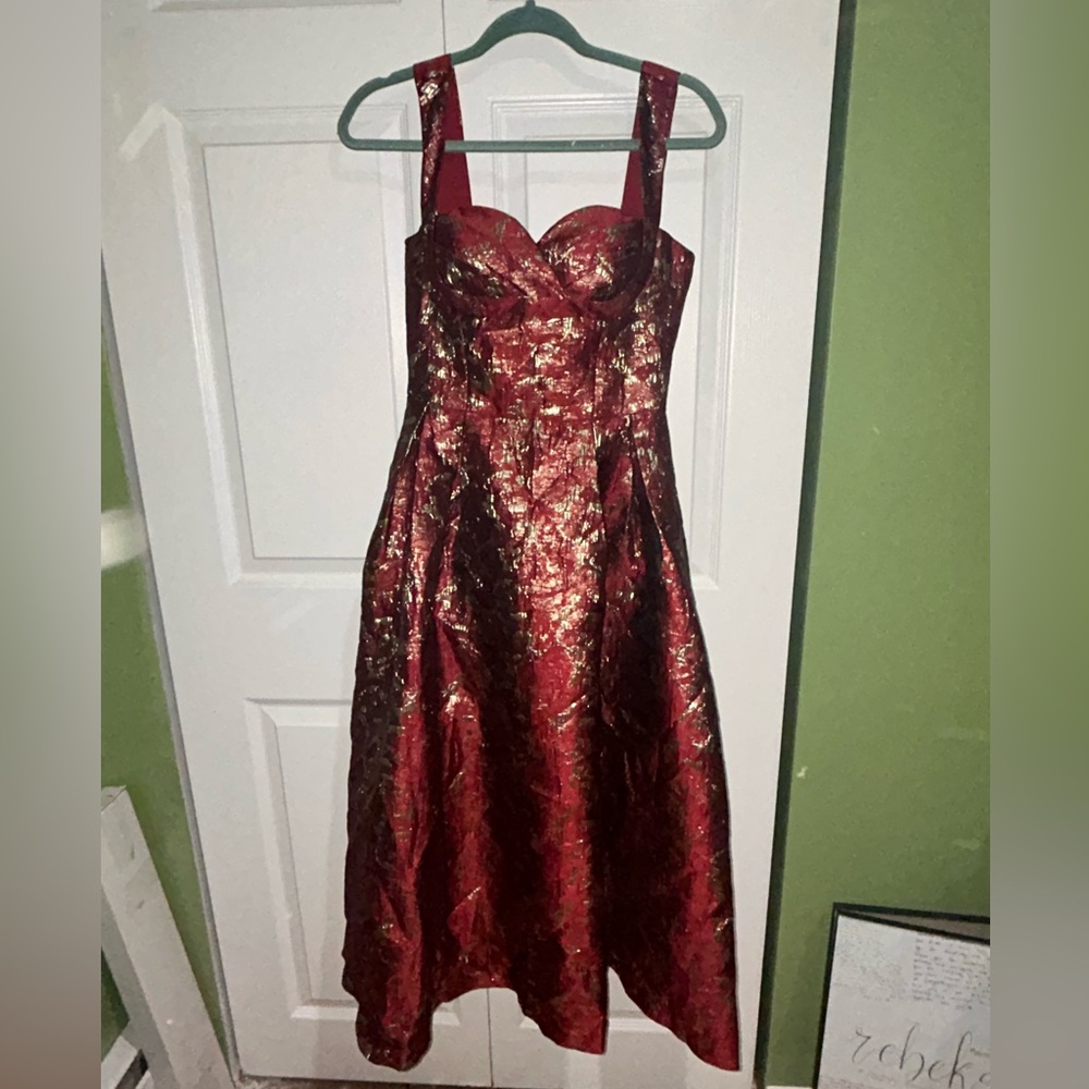 Elegant Red and Gold Women's Dress